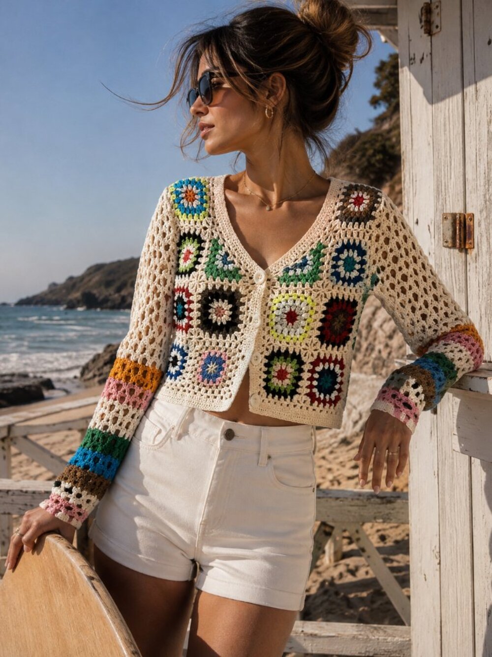 Cream Crochet Cardigan